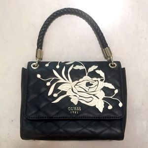 Guess leather floral embroidery handbag